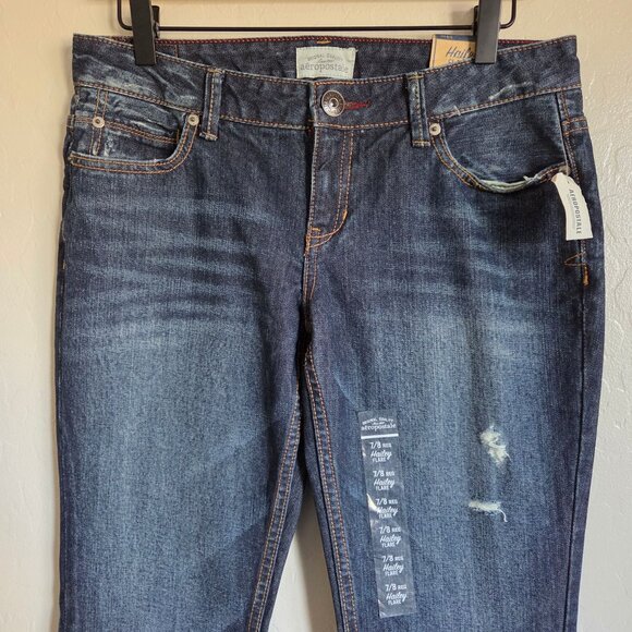 Aeropostale Hailey Low Rise Flare Jean Slim Fit Blue Size Womens 7/8 Regular NEW - Picture 2 of 11